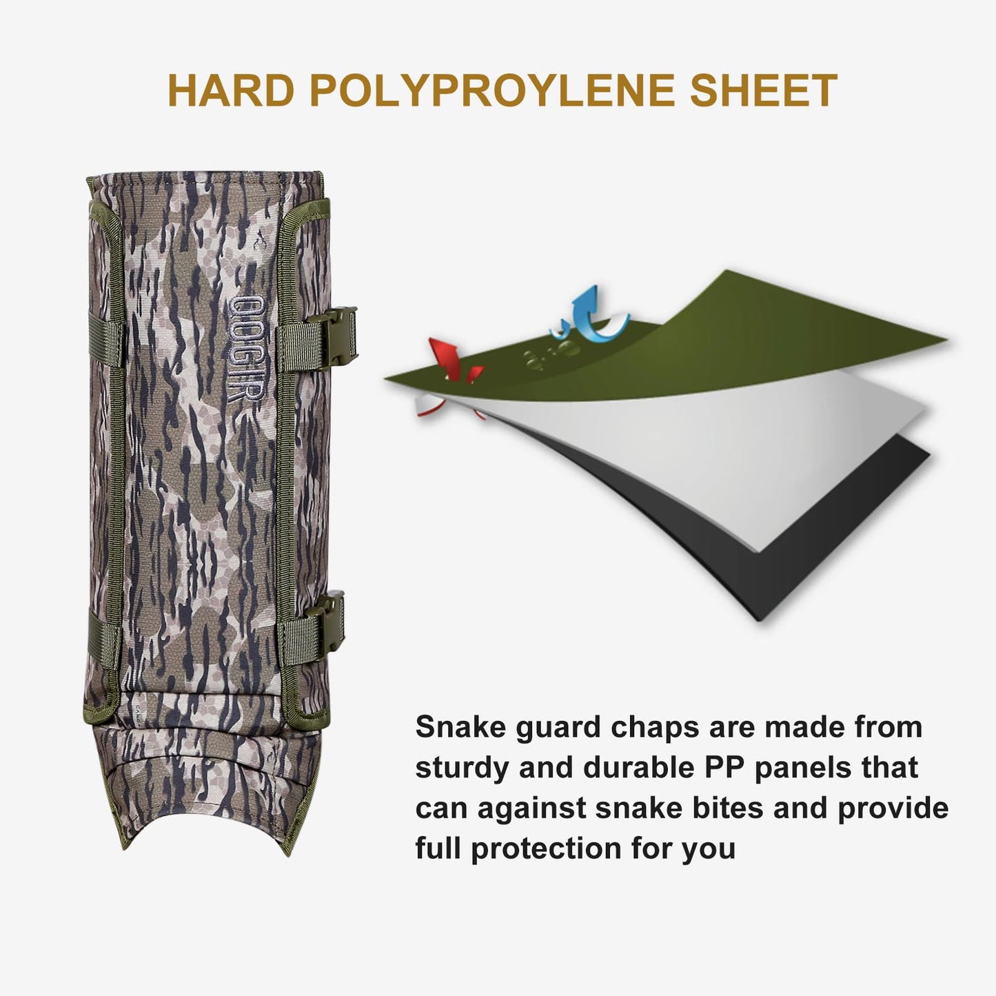 QOGIR Snake Gaiters for Hunting: Durable Snake Guards, Snake Gaiter Leggings for Men & Women, Snake Bite Protection for Lower Legs, Snake Proof Gaiters with Adjustable Size (Tree Camo)