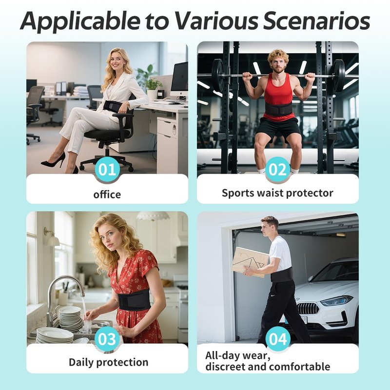 Herseme Waist Trimmer for Women & Men Upgraded Breathable Adjustable Waist Trainer Lower Belly Fat Sweat Stomach Wrap Belt with 10PCS Support Frame Back Support for Workout Fitness Body Shaper, Black
