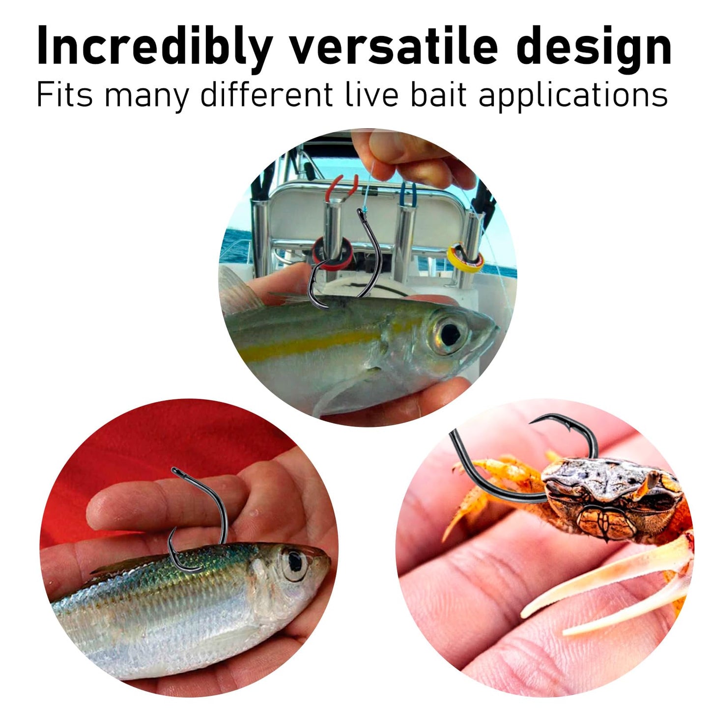 Dr.Fish 30 Pack Circle Hooks 3X Strong in-Line for Saltwater & Freshwater, Live Bait Non-Offset Fishing Hooks for Striper, Catfish, Mackerel, Bass, Tuna 2/0