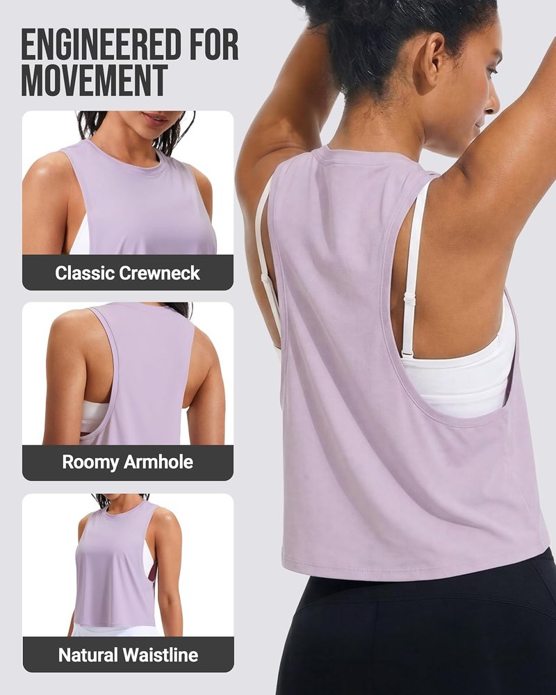 Workout Tank Tops for Women - Ice Silk Quick Dry Athletic Crop Top | Loose Fit Yoga & Gym Shirt