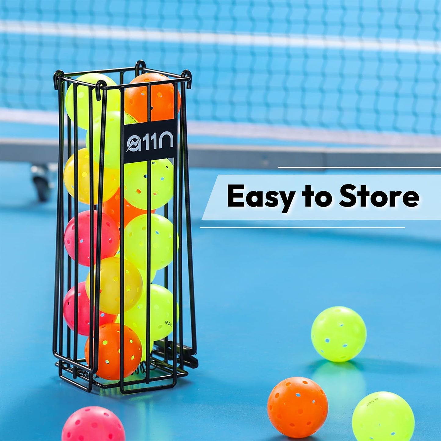 A11N Portable Pickleball Collector - Elevate Your Game with Effortless Ball Retrieval and Storage, Protect Your Body, for Pickleball/Tennis, Black
