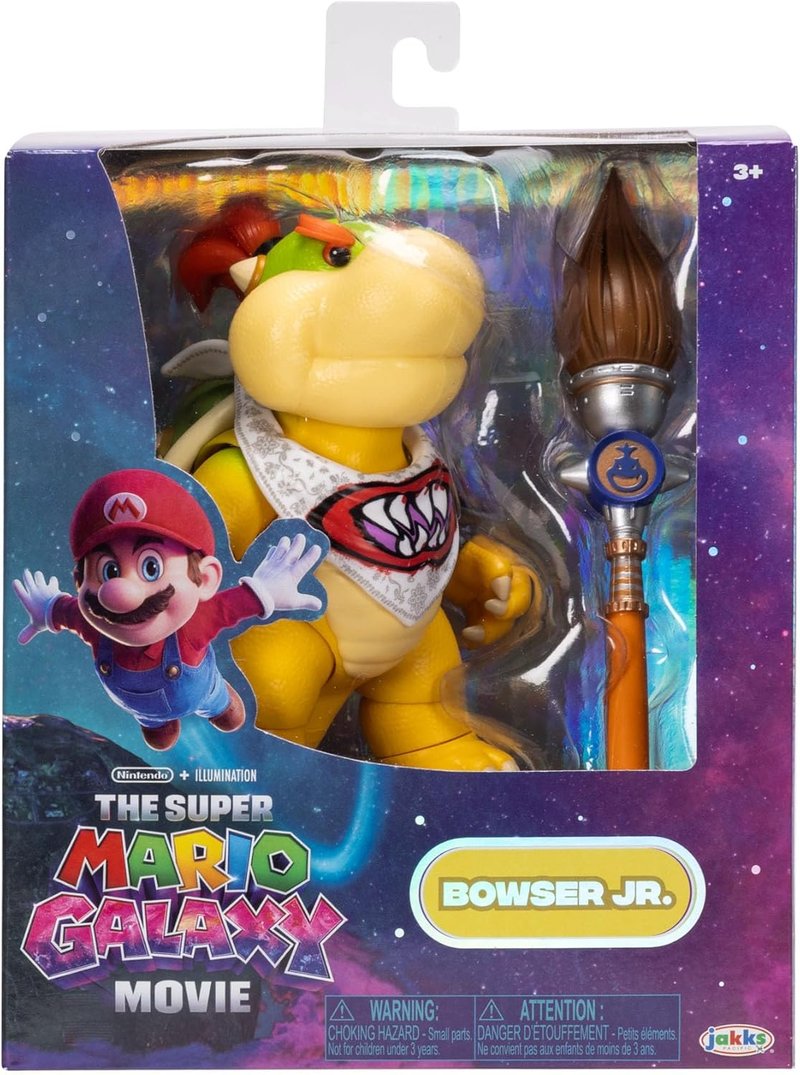 Super Mario Galaxy Action Figure - Bowser Jr. with Paint Brush Accessory | 5” Premium Detailing & 17 Points of Articulation