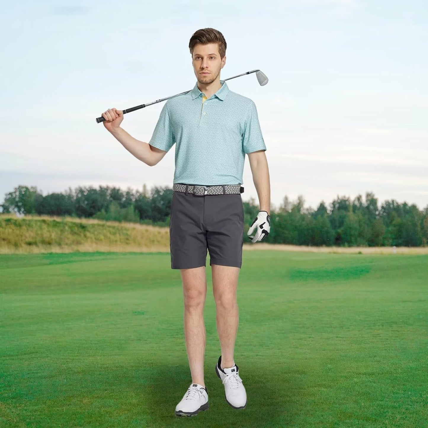 M MAELREG Men's Golf Shirt - Short Sleeve Dry Fit Polo with Moisture-Wicking Performance Patterns | Stylish & Comfortable
