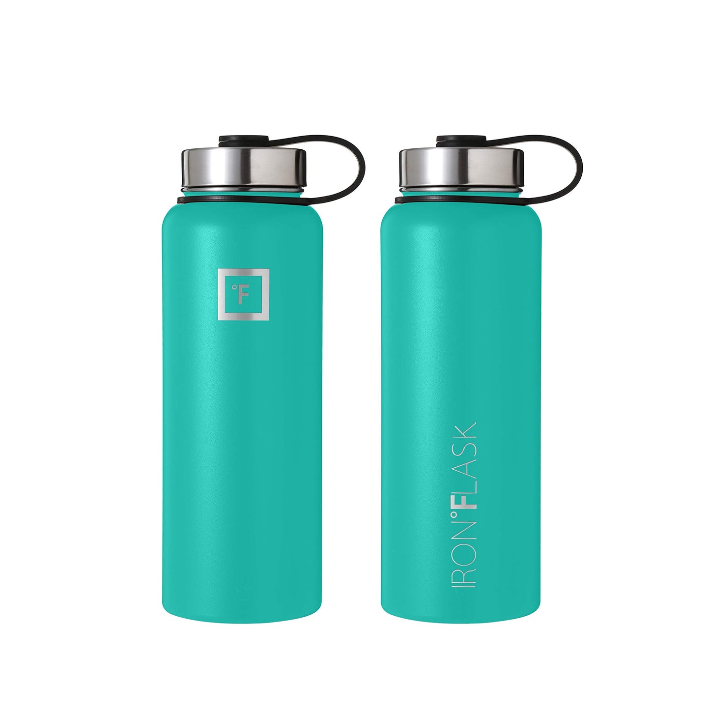 IRON °FLASK Sports Water Bottle - Wide Mouth with 3 Spout Lids - Stainless Steel Gym & Outdoor Bottles for Men, Women & Kids - Double Walled, Insulated Thermos, Metal Canteen - Aquamarine, 32 Oz