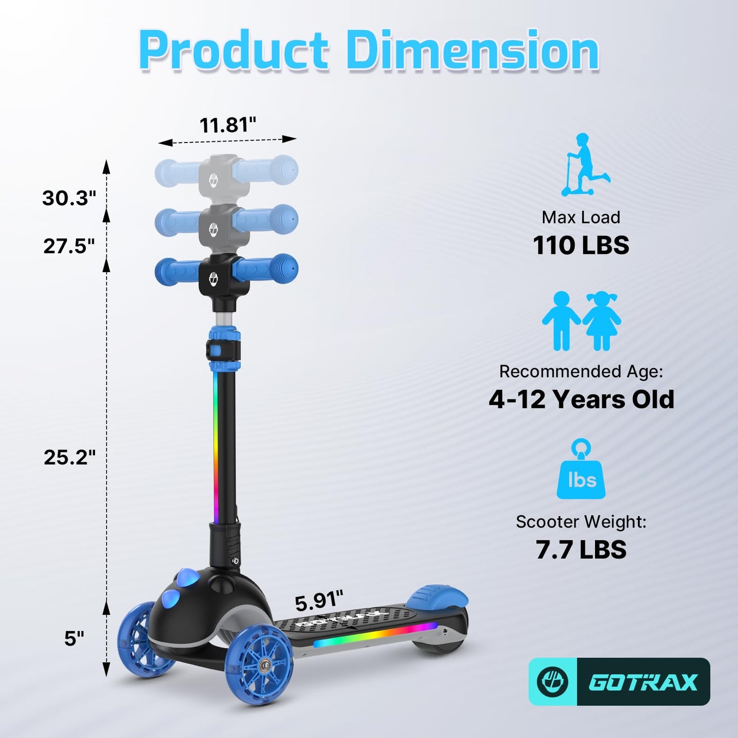 Gotrax SK1 Foldable Electric Scooter, 3 Wheels for Kids Ages 4+, Gifts