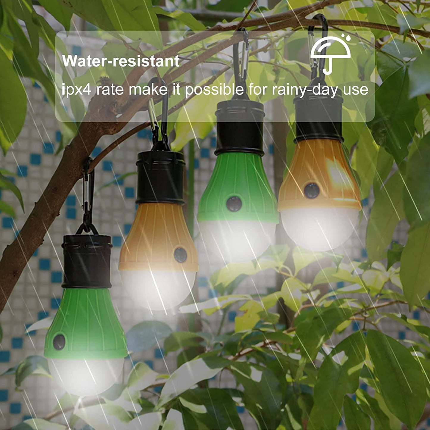 LED Camping Tent Lantern, Portable Outdoor Waterproof Emergency Light Bulb, Battery Powered with Clip Hook, Super Bright, for Hiking, Party，Camping, Fishing, Power Failure (5 Packs, Multi-Color)