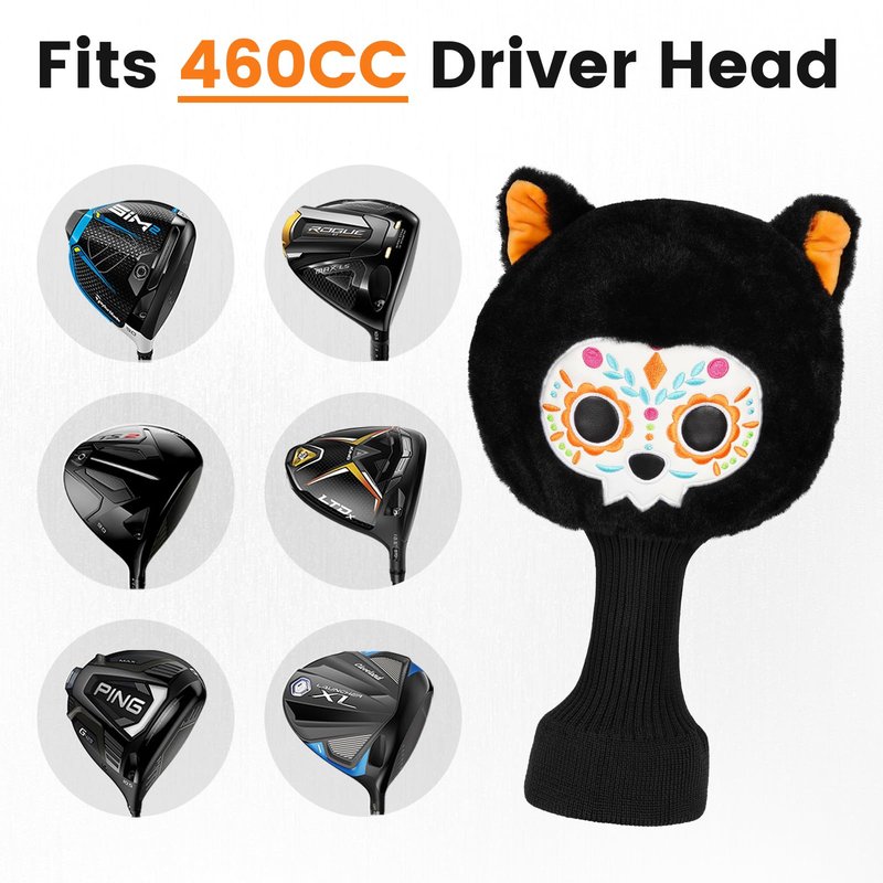 Craftsman Golf Club Cover Sugar Skull Cat Driver Headcover Golf Head Cover for Driver Day of The Dead Golf Club Head Cover Golf Gift