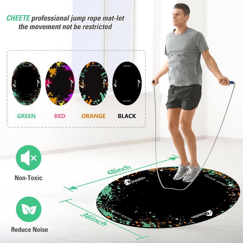 Cheete Jump Rope Mat Large Rubber Exercise Mat Rope Skipping Workout Mats for Home Gym Flooring Non-Slip Oval Design for Floor & Rope Protection VR mat
