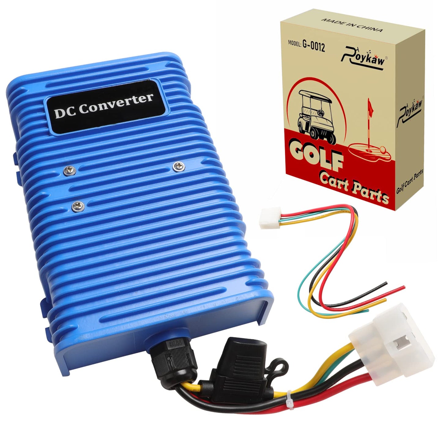 Roykaw Golf Cart 36V 48V to 12V Voltage Reducer Regulator DC Converter Compatible with EZGO Club Car Yamaha，Dual Power Source，30A 360W