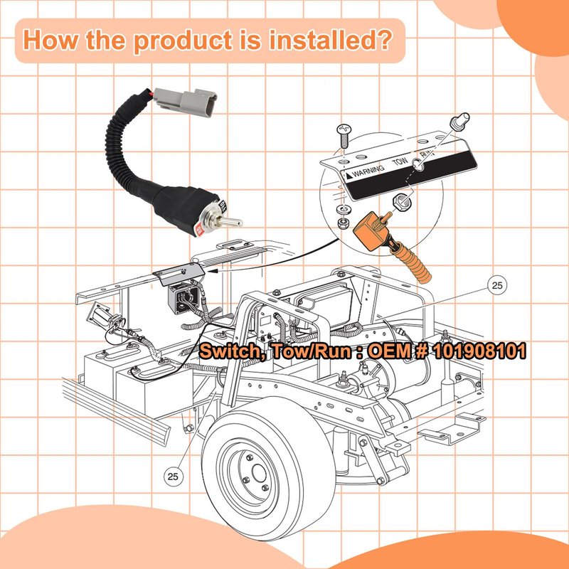 ZLX&LU OEM#: 101908101, Golf Cart 48V Tow Run Switch Assembly, Club Car Accessories, Suitable for 1995-UP DS Electric Golf Cart