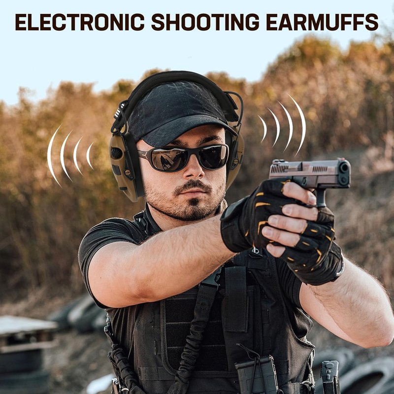Electronic Ear Protection - 5X Sound Amplification Muffs | NRR 26dB Noise Reduction for Shooting & Hunting