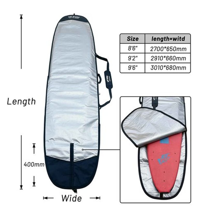UP SURF Surfboard bag, Daylight Bags for Longboard, Size 8’6”,9’2”,9’6", Surfboard cover for Storage and Transport Surfboard (9'2")