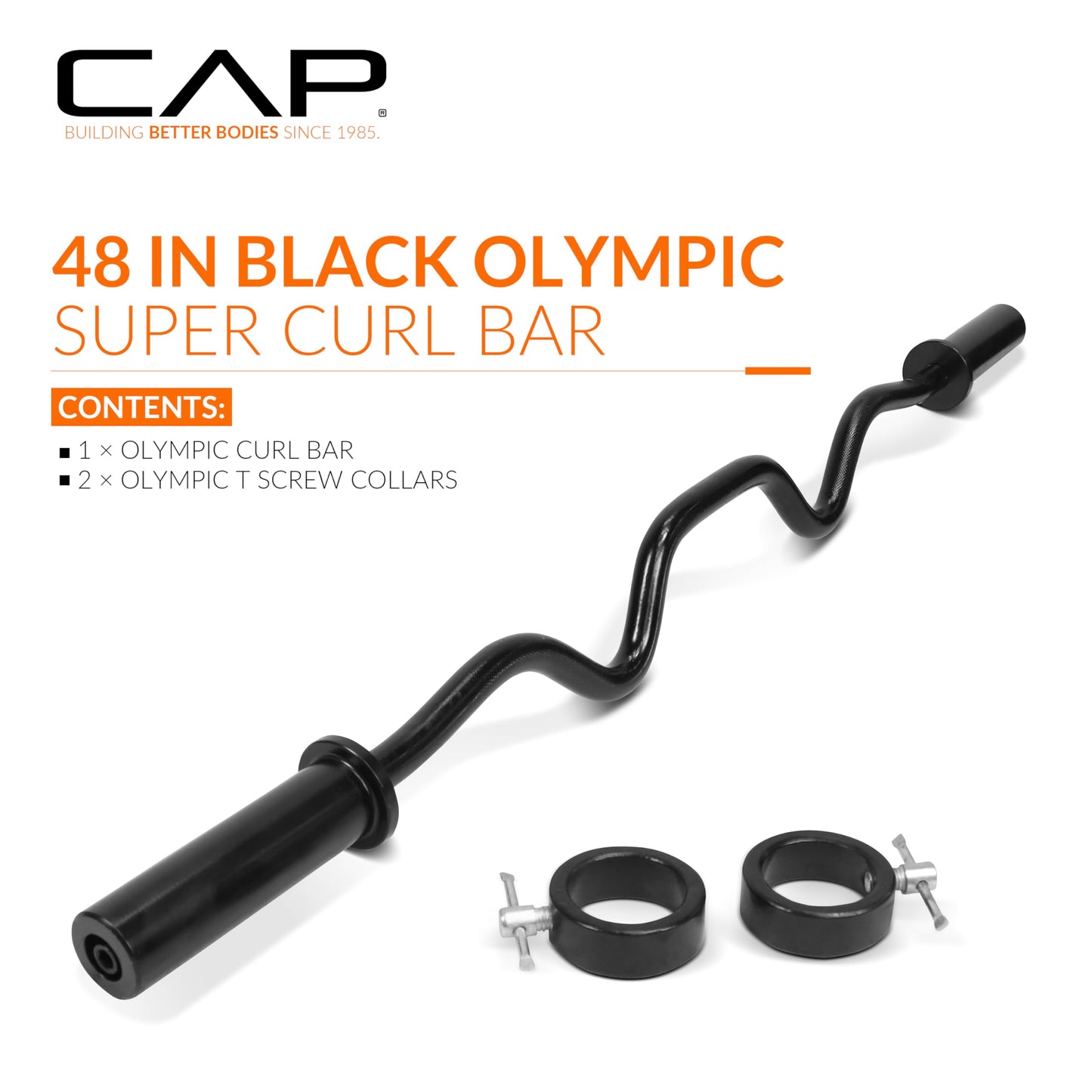 CAP Barbell Olympic Super Curl Bar, Black (2-Inch)