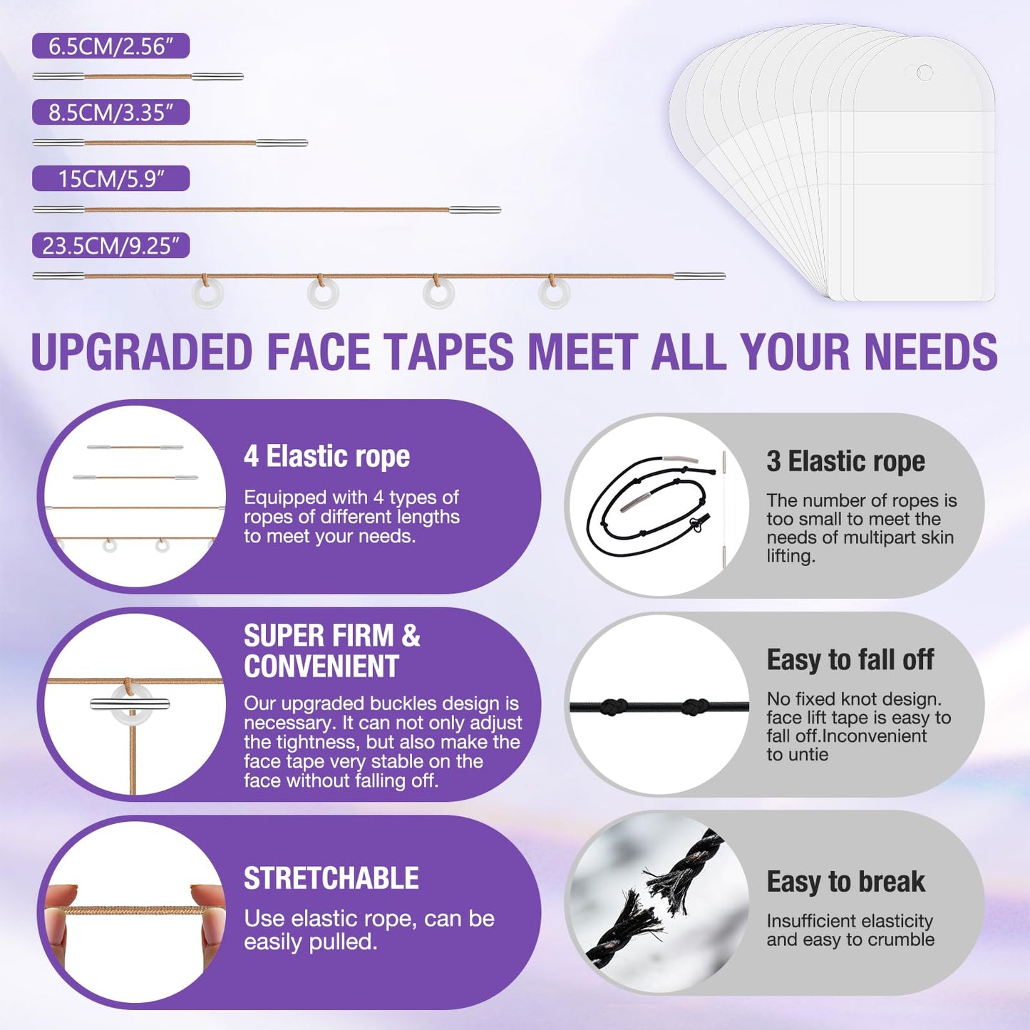 2026 Face Neck Lift Tape Invisible Wrinkle Smoothing & Skin Tightening Waterproof Anti-Aging Lift Sticker for Sagging Skin/DoubleA Chin/Jowls Say goodbye to wrinkles 8 Bands + 38 Patches Kit
