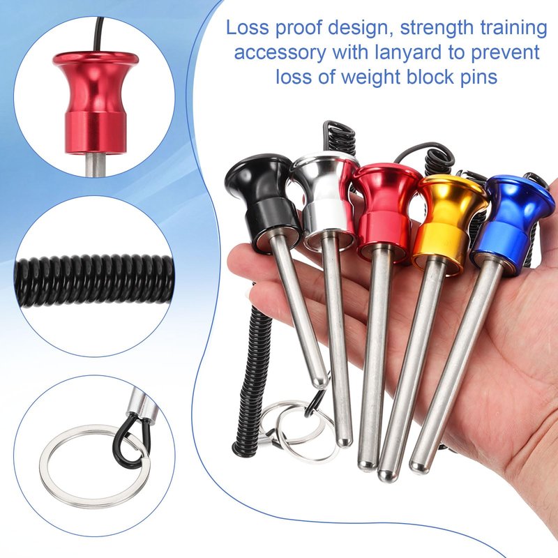 PATIKIL Weight Stack Pin, 3/8" Dia Magnetic Gym Selector Pin 4-1/8" Length Universal Weight Stack Replacement with Pull Rope for Home Commercial Gym Club Black