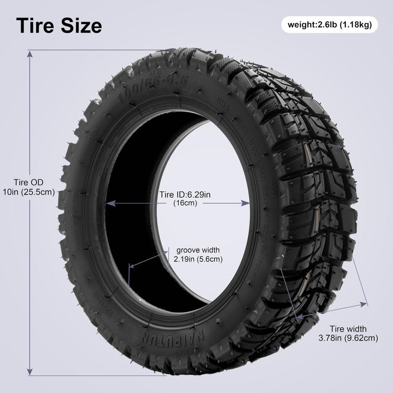 GLDYTIMES 11 inch 100/65-6.5 Off-Road Tire for Zero 11x/ VSETT 11+/ Sealup/Dualtron Ultra/Thunder/Speedual Plus/Gotrax Odyssey Electric Scooter,Anti-slip