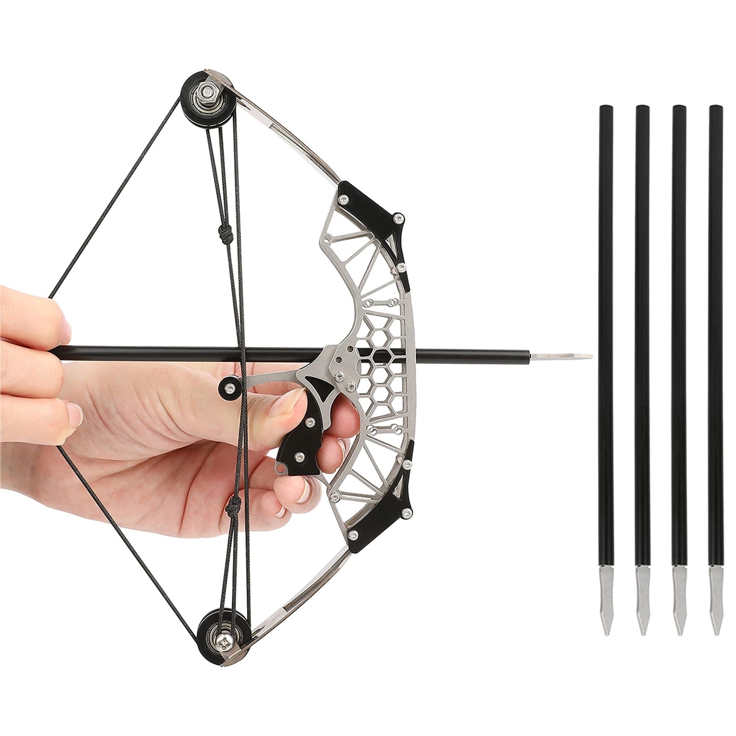 ZSHJGJR 6"/7.4"/7.9"/8.6"/8.8"/9.5" Mini Archery Bow Set Mini Compound Bow Mini Hunting Bow Right/Left Handed for Hunting Shooting Practice Archery Entertainment Fun (7.9" Bow)