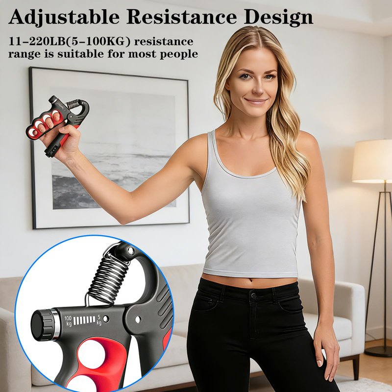 Hautrely Hand Gripper Strengthener, 11-220LB Adjustable Resistance Grip Strength Trainer with Counter, Forearm Exerciser for Injury Recovery and Muscle Building (Pink)