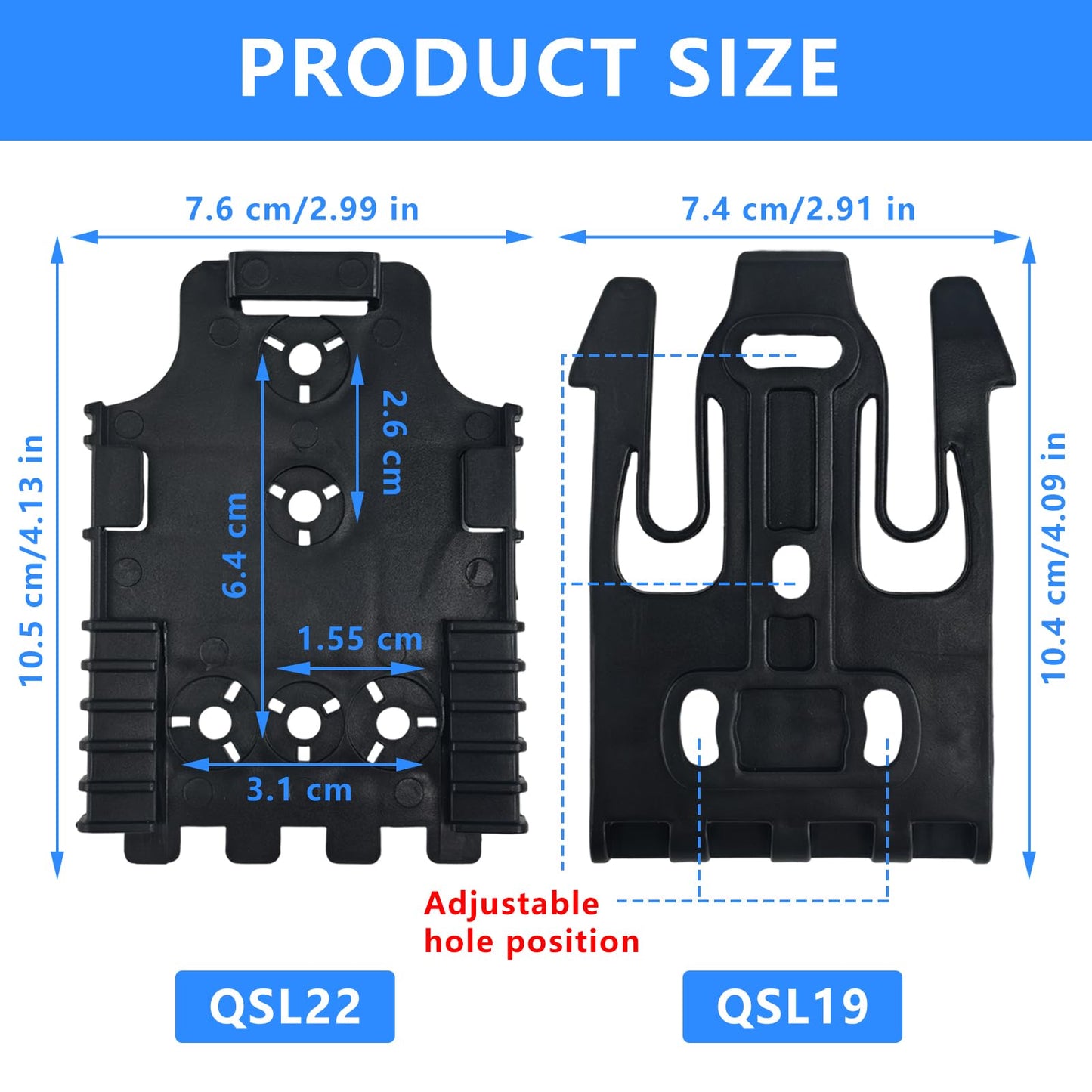 LAFENLIN Quick-Lock System 2-Pack for Tactical Holsters [Secure & Fast Swap] - A Few Seconds Detach Mount for Police, Security & Range Shooters, Fits Duty Belts & Thigh Rigs (Black)