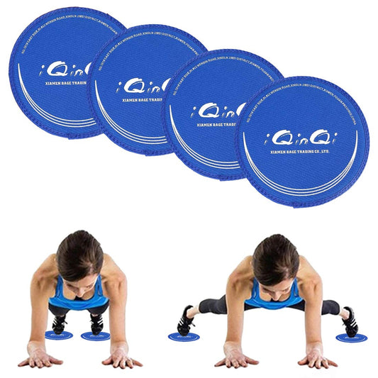 iQinQi Exercise Glider Discs, Exercise Core Sliders for Working Out, Dual Sided Sliding Discs Use on Hardwood Floors, Workout Discs Abdominal & Total Body Gym Exercise Equipment for Home (4PcsBlue)