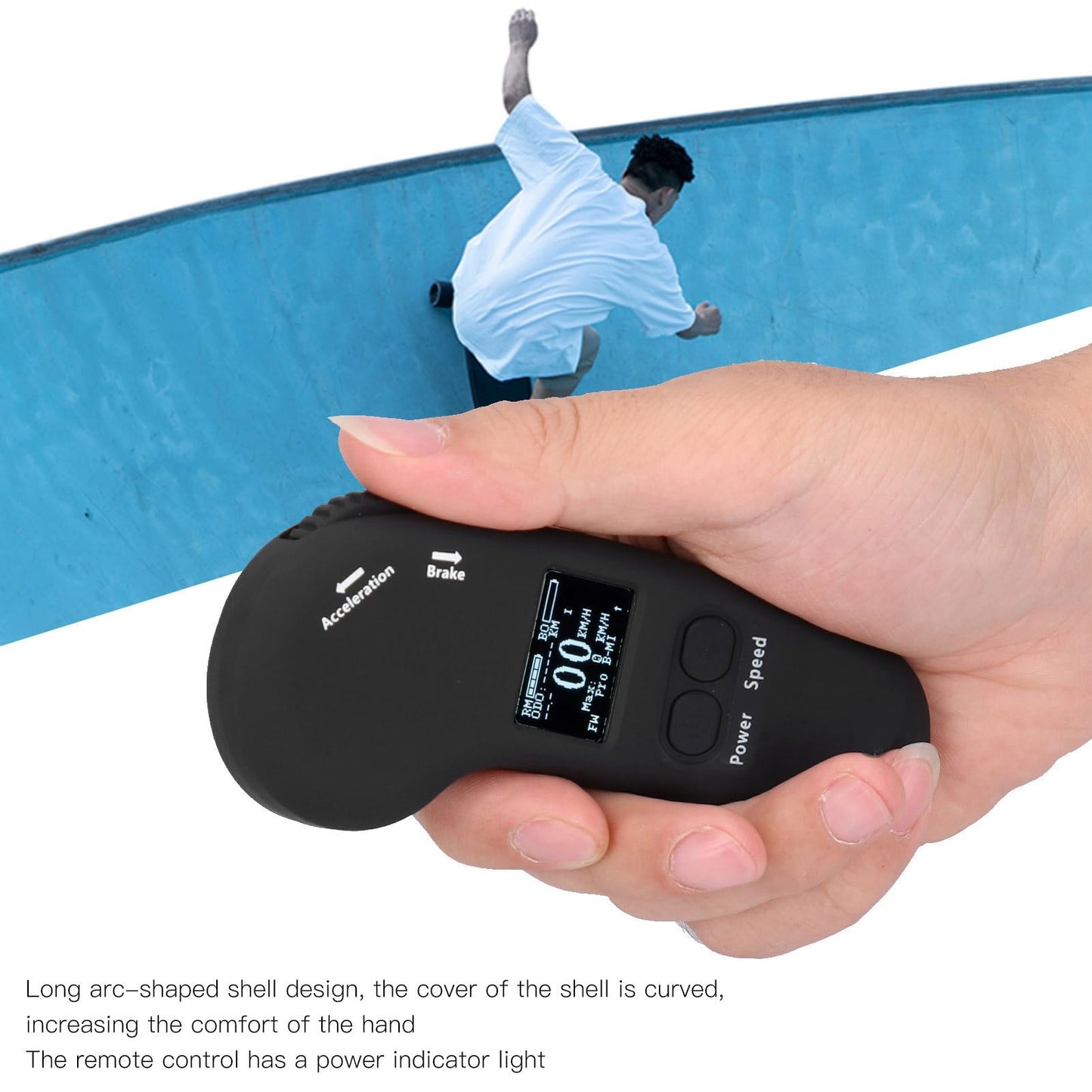 KIMISS Electric Skateboard Remote Control With LED Display - Adjustable Speed and Braking Controller Replacement