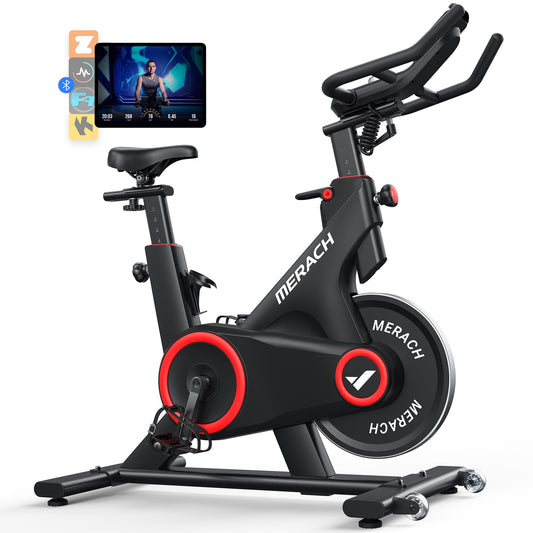 MERACH Auto Resistance Exercise Bike for Home, Bluetooth Stationary Bike with APP Data Tracking, Indoor Cycling Bike with Magnetic Resistance, SPD Pedals, Bottle Holder and 350lbs Weight Capacity