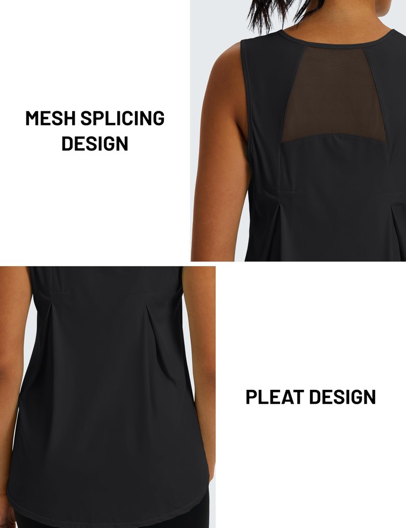 TACVASEN Women's Workout Tops Lightweight Racerback Sleeveless Breathable Shirts Athletic Running Yoga Gym Tanks Black L