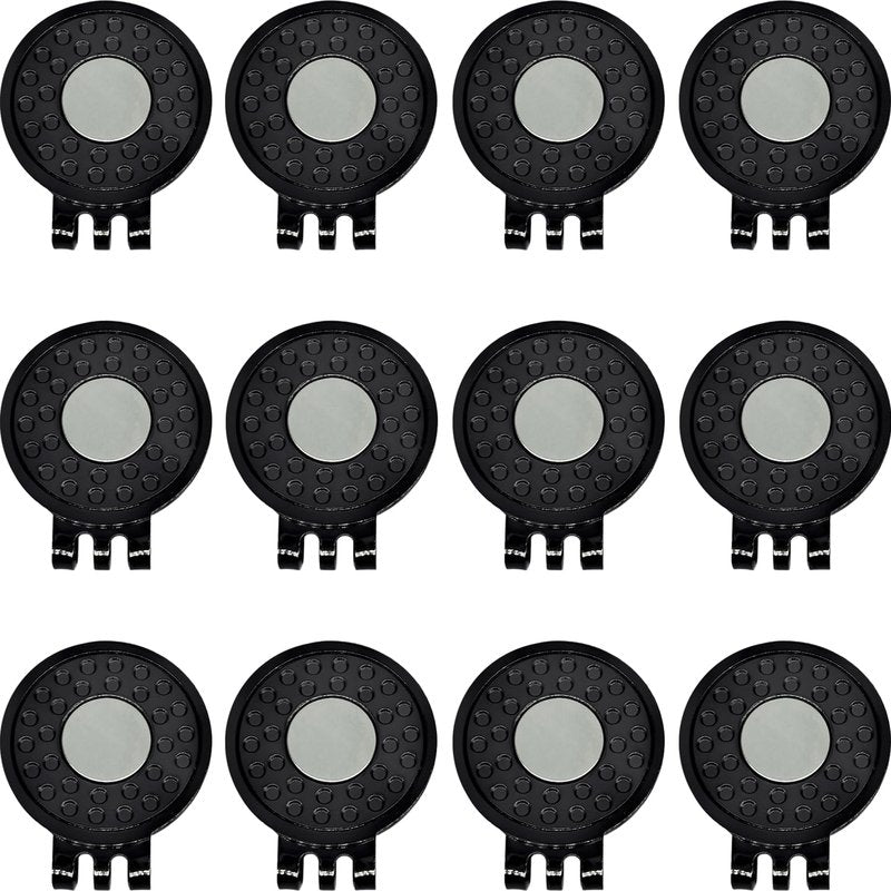 ONEDIGI 12PCS Golf Hat Clips Magnetic Golf Ball Marker Holders for Golf Hats Caps Gloves Nickel-Plated Alloy Clips for Metal Golf Ball Markers Professional Golf Training Aids Accessories (Black)