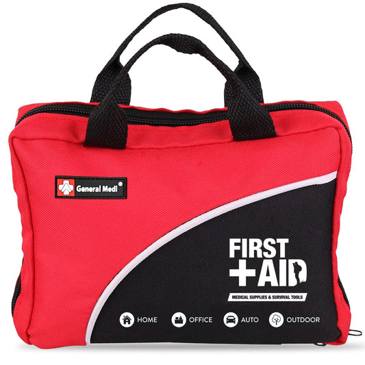 First Aid Kit -160 Pieces Compact and Lightweight - Including Cold (Ice) Pack, Emergency Blanket, Moleskin Pad,Perfect for Travel, Home, Office, Car, Camping, Workplace (Red)