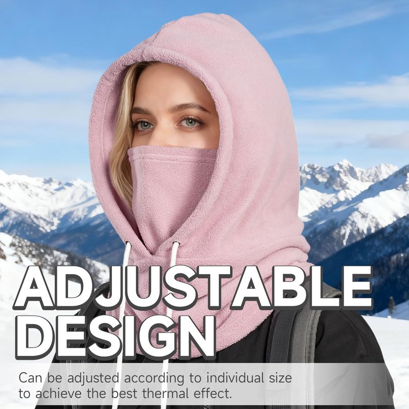 OZERO Balaclava Ski Face Mask: Windproof & Thermal Ski Mask for Men and Women, Convertible Balaclava Hood Full Head Cover Scarf Neck for Cold Weather Pink