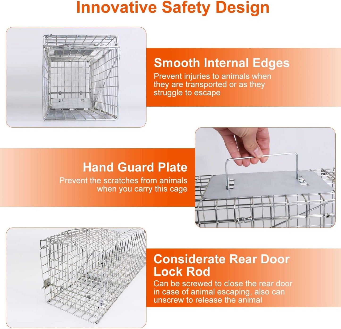 Large Live Animal Trap Cage - Foldable Heavy-Duty Humane Trap for Rats, Foxes, Cats & More | Silver Finish