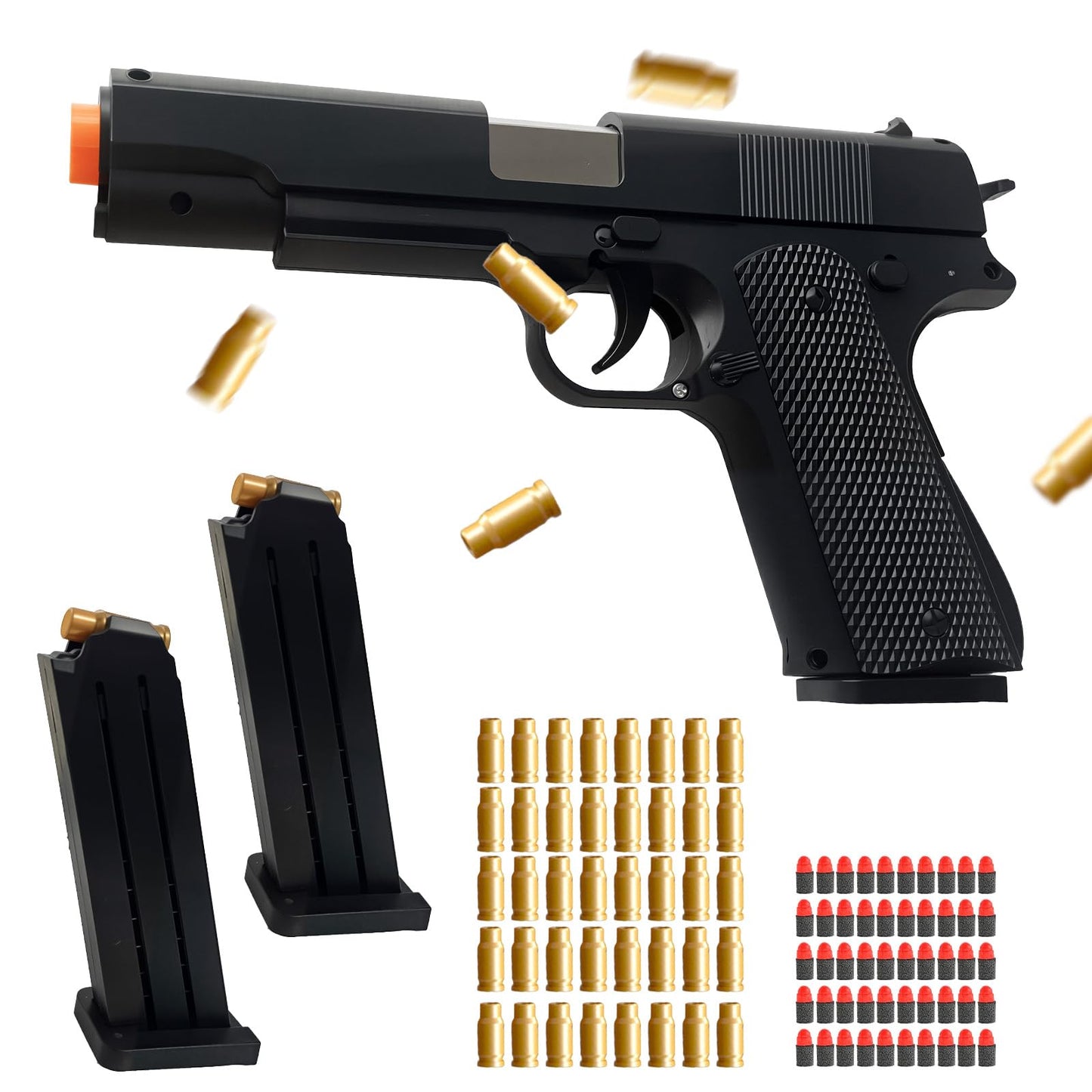 Toy Blaster for Kids with Shell Ejection - 40 Shells, 50 Foam Bullets & 2 Mags - Safe Foam Blaster for Outdoor Target Play