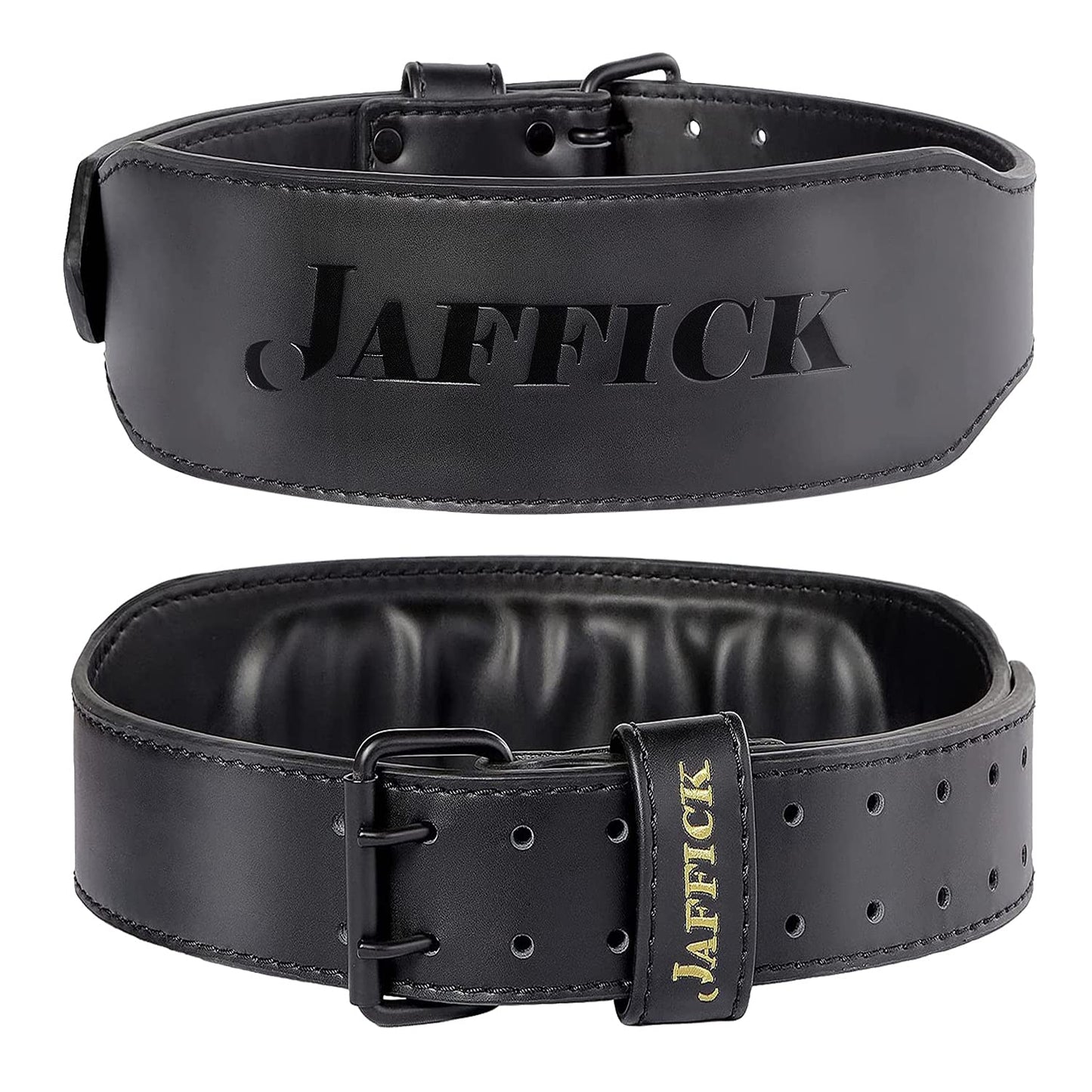 Jaffick Genuine Leather Weight Lifting Belt for Men Women Lumbar Back Support Gym Powerlifting Weightlifting Heavy Duty Workout Training Exercise and Fitness Belt (Black XL)