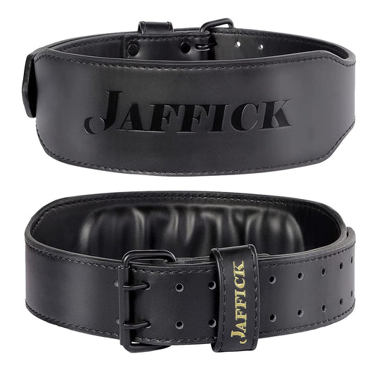 Jaffick Genuine Leather Weight Lifting Belt for Men Women Lumbar Back Support Gym Powerlifting Weightlifting Heavy Duty Workout Training Exercise and Fitness Belt (Black XL)