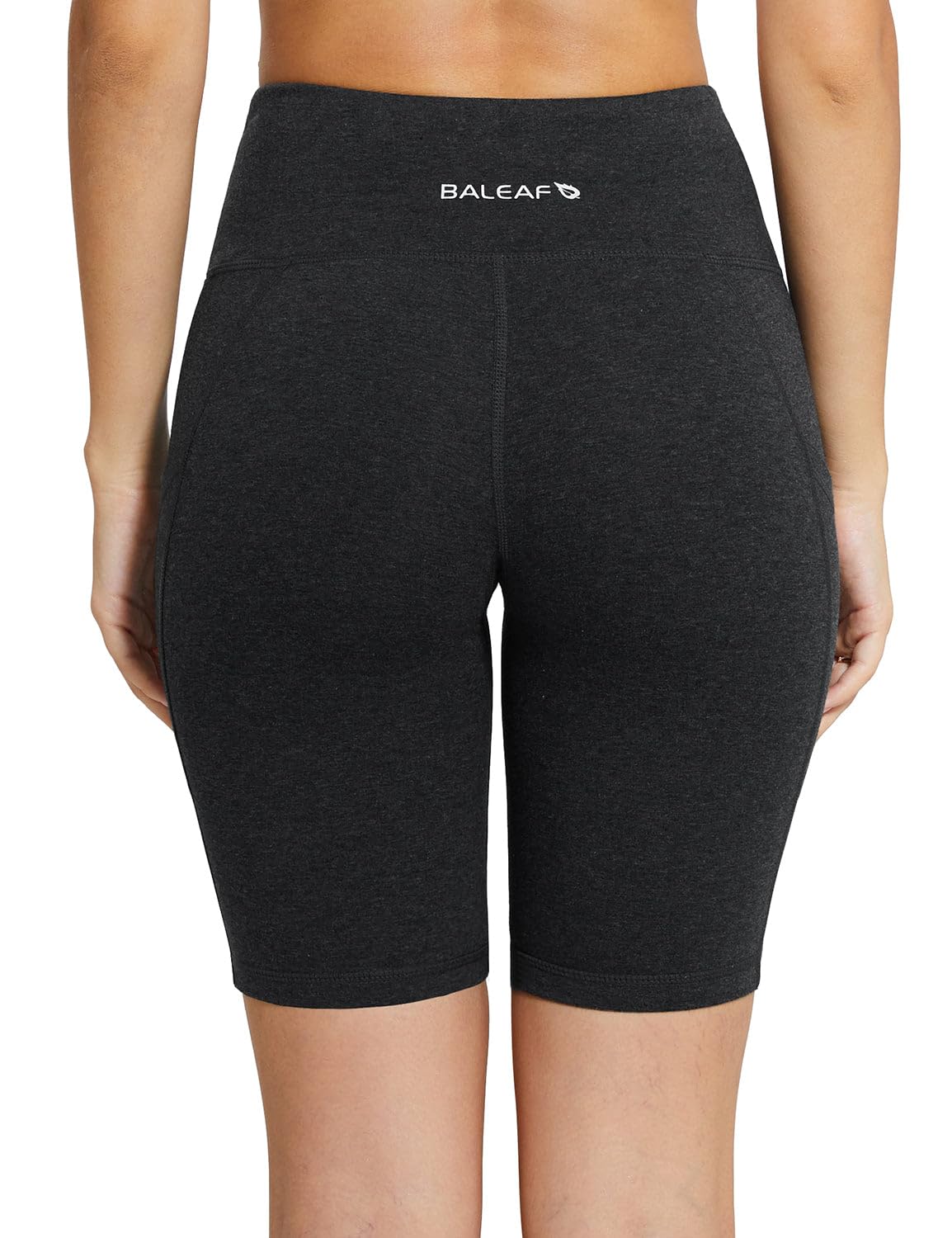 baleaf Biker Shorts Women Yoga Gym Workout Spandex Running Volleyball Tummy Control Compression with Pockets 8" 2-Pack Black/Charcoal M