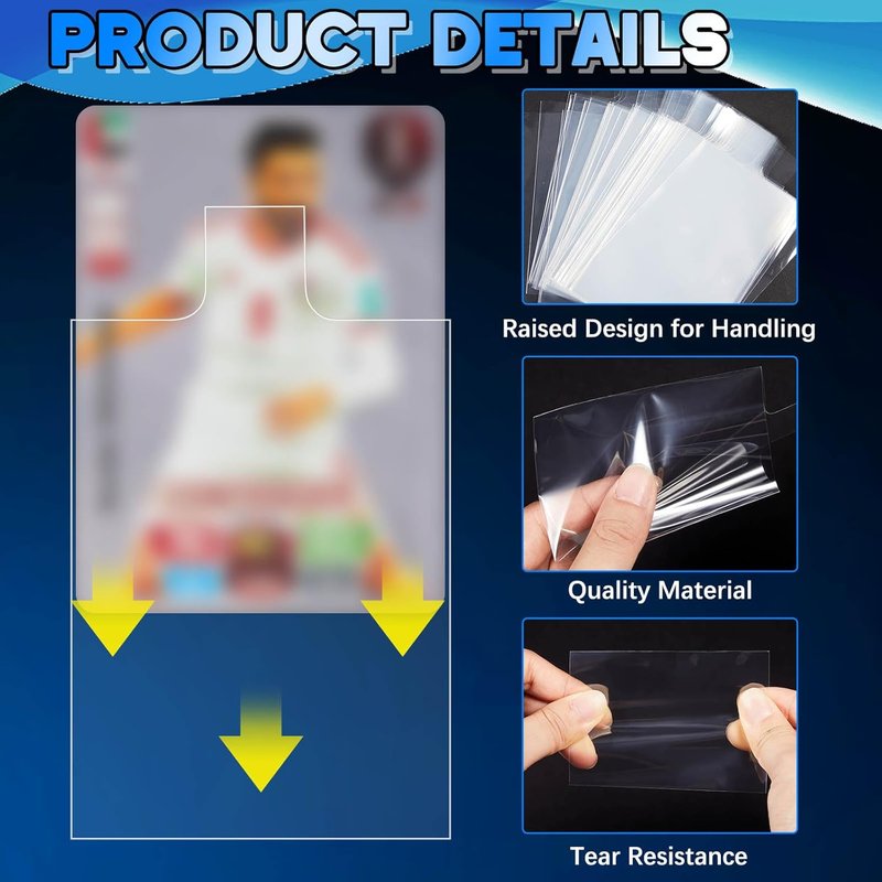 Tabbed Trading Card Sleeves - 500 Pack Holders with Pull Tabs for Grading & Sports Cards