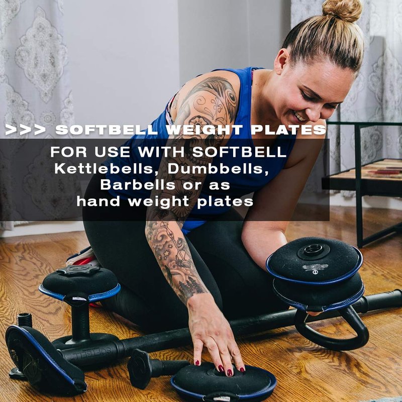 HYPERWEAR SoftBell Hand Weight Plates, 1.5 lbs, Use Alone or with SoftBell Handles for Dumbbells, Kettlebells & Barbells