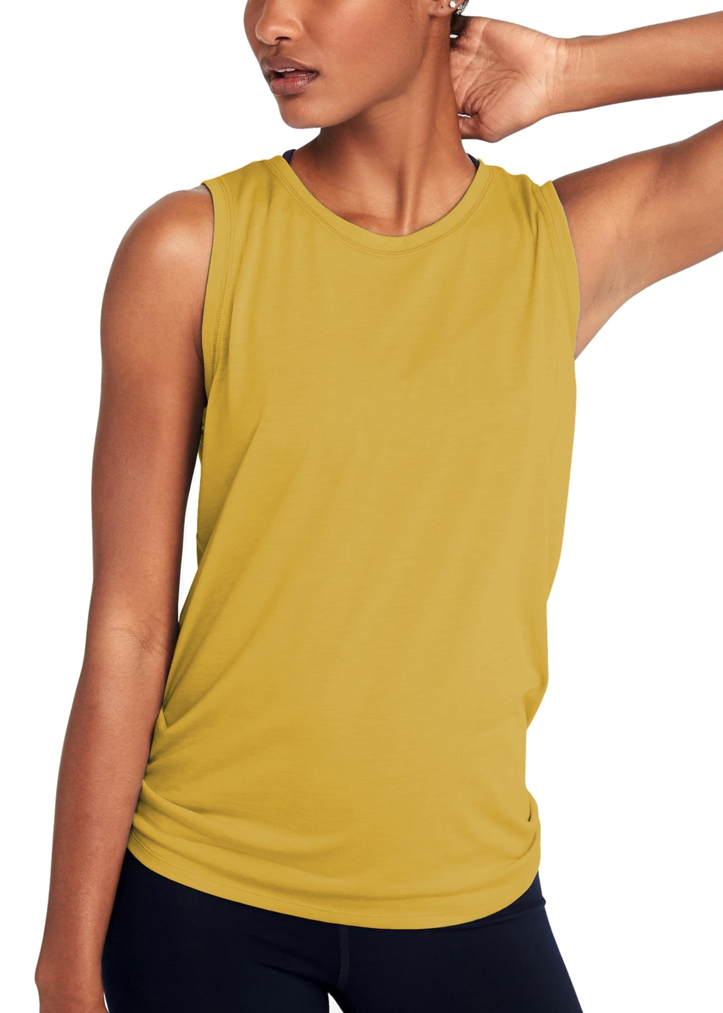 Bestisun Womens Exercise Tops Yoga Shirts Workout Tanks Athletic Shirts Breathable Gym Tops Yellow M