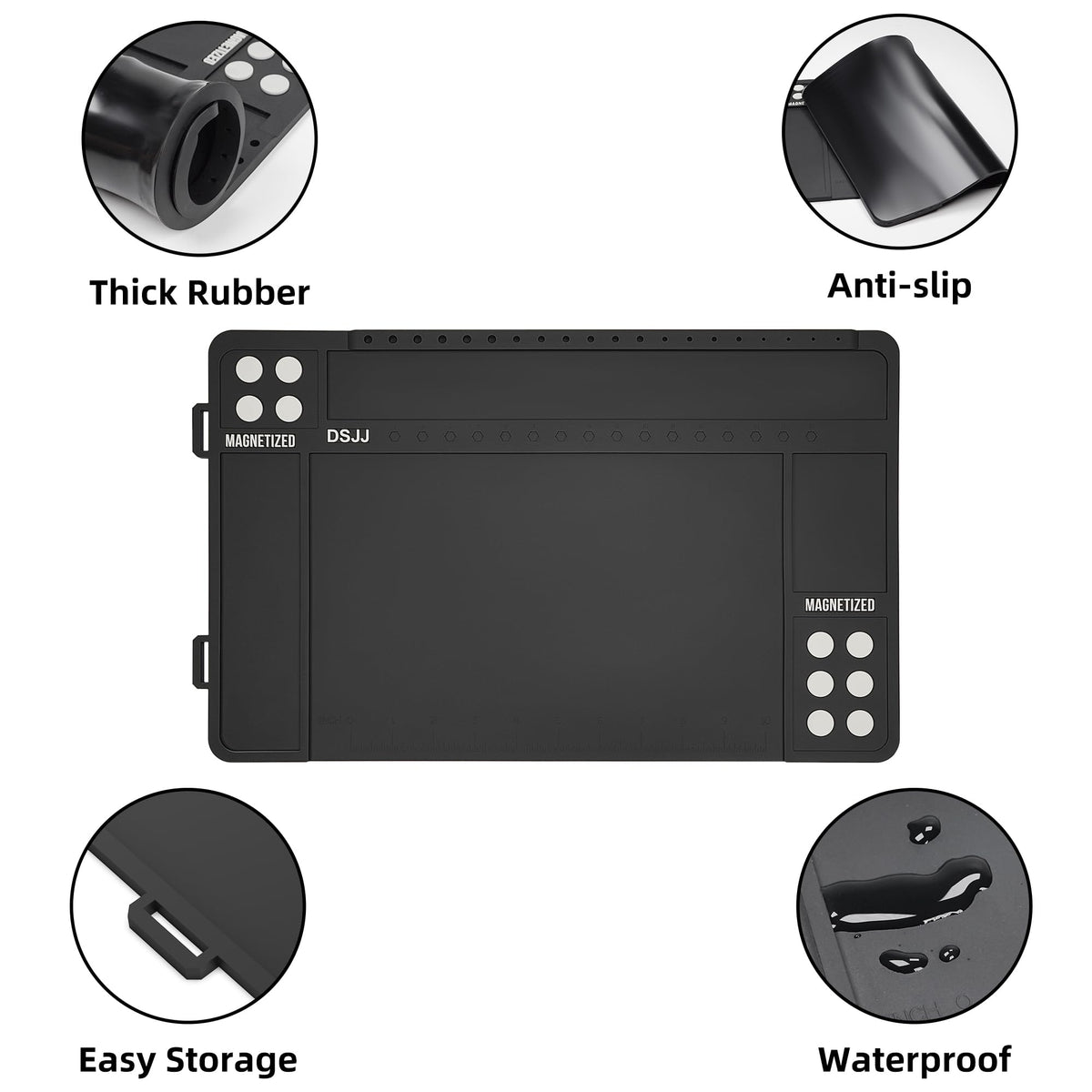 CKPART Pistol Gun Cleaning Mat, Premium Gun Cleaning Pad with Organizer Parts Tray, Anti-Slip Rubberized Pistol Gun Mat, Protective Workbench Mat for Pistol Cleaning (16.5"x 10.43") (Black)
