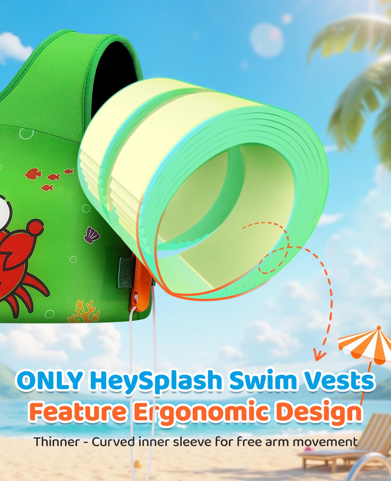 HeySplash Swim Vest for Kids, Puddle Float Jumper with Safety Buckle
