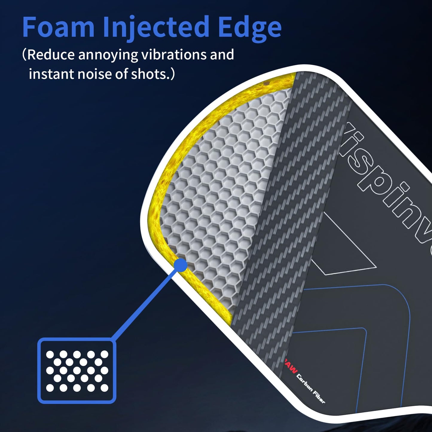 Carbon Fiber Pickleball Paddle USAPA Approved, 16MM T700 Thermoformed Pickleball Paddle with Polypropylene Honeycomb Core, Foam Injected Edges Designed for Ultimate Spin & Consistency