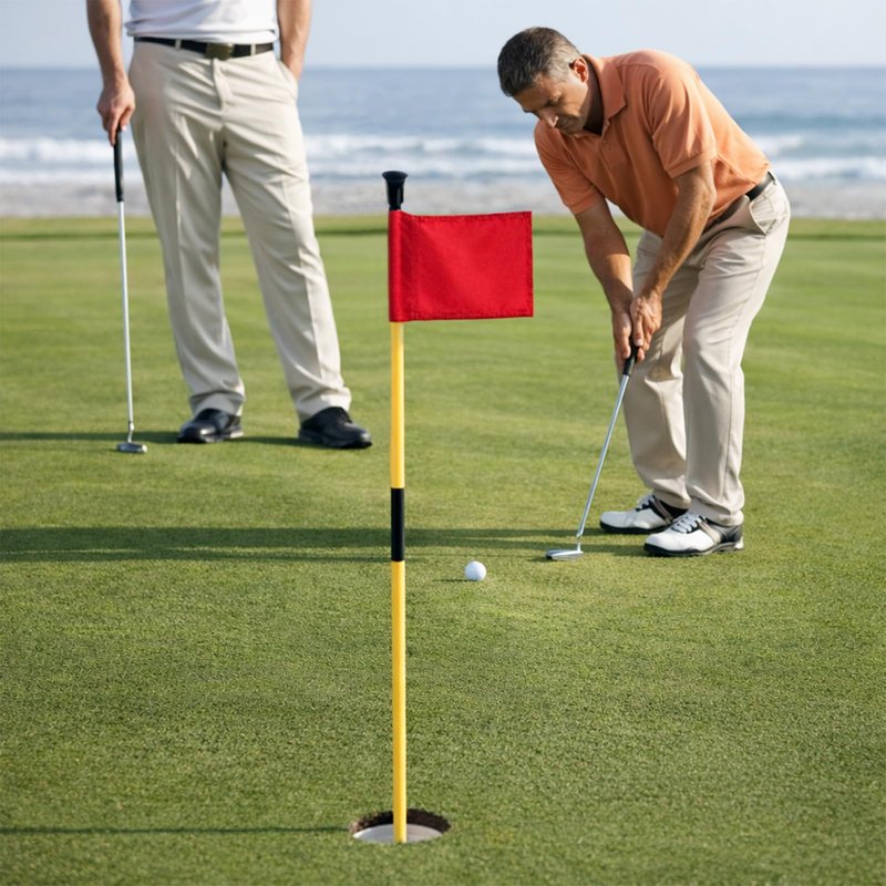 Golf Flagstick with Ball Retrieval Base - Portable Putting Green Flag Stick for Yard, Practice Green, Club, Driving Range, 3FT Height, 5 Pcs (Yellow)