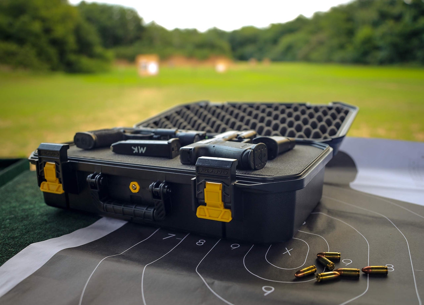 Plano All-Weather Four Pistol Case Watertight & Dust-Proof Gun Case for Two Pistols; High Density Pluck Foam, Black; Continuous Dri-Loc Seal