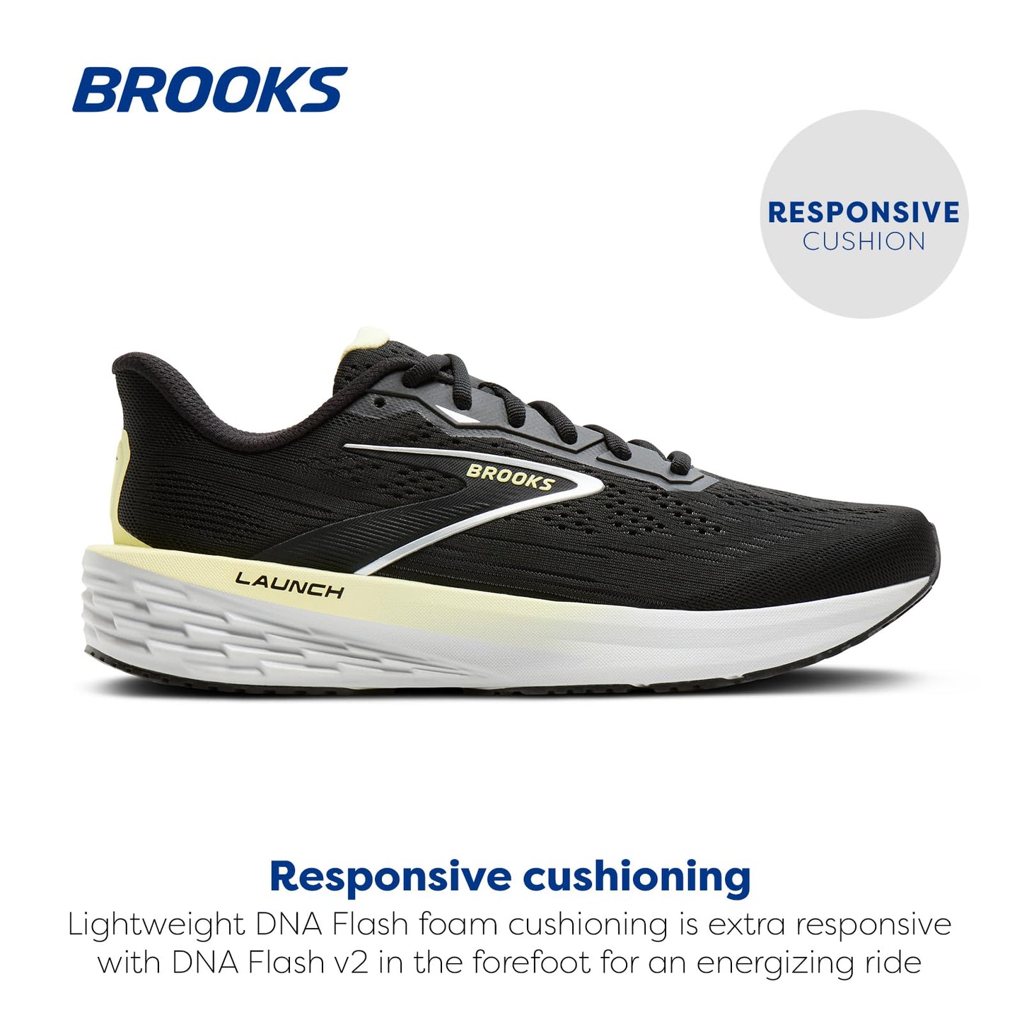 Brooks Women’s Launch 12 Neutral Running Shoe - Black/Luminary/Oyster - 8 Medium
