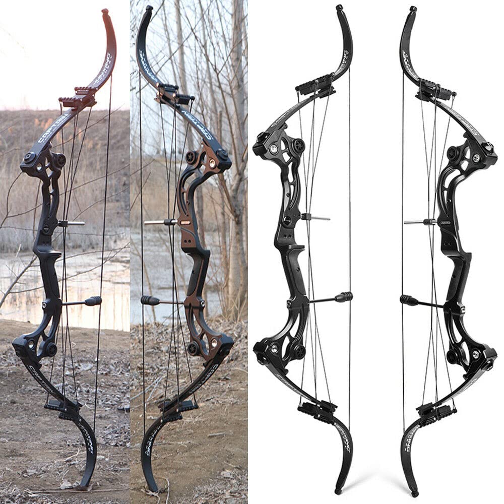 ZSHJGJR Recurve Bow American Hunting Bow 320FPS Draw Weight 40-55lbs Adjustable Compound Bow Right Hand for Archery Hunting Fishing Shooting(Black Bow only)