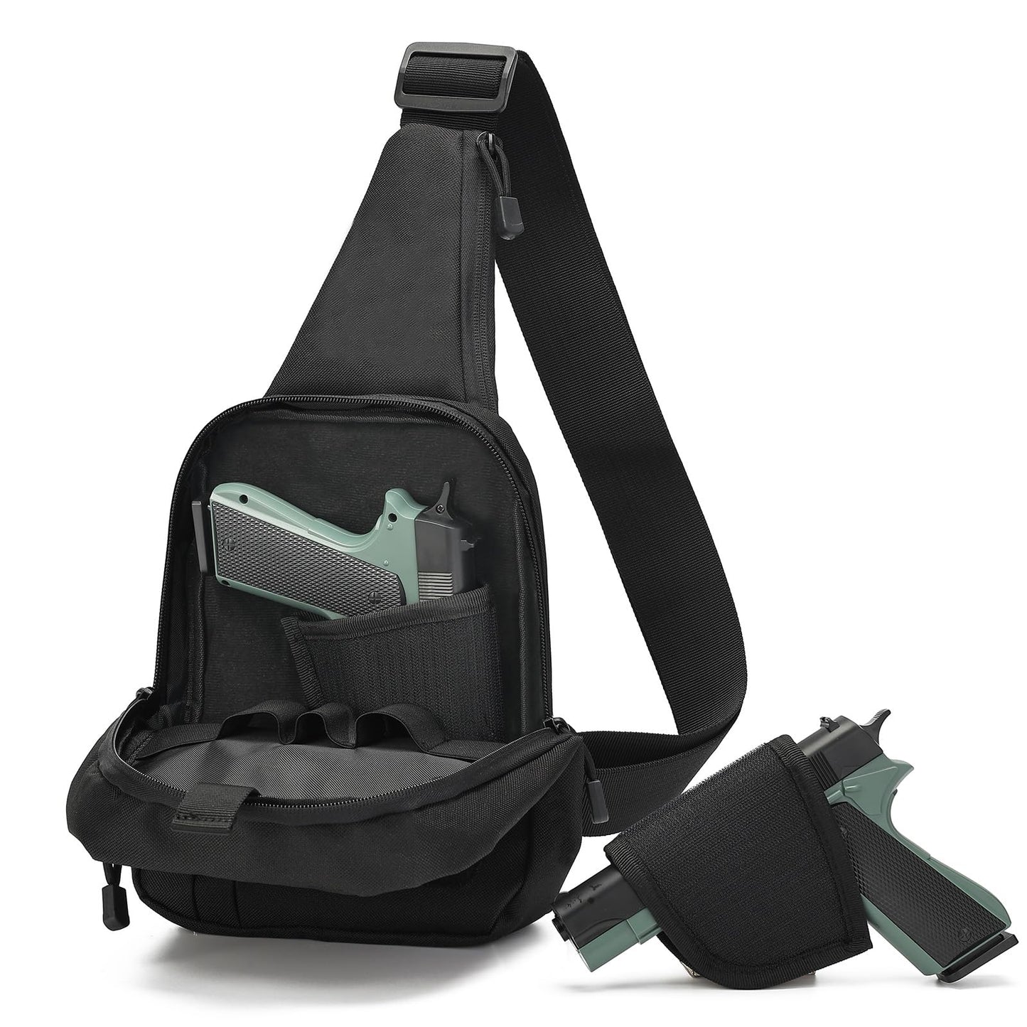 GAZJYUSP Small tactical concealed carry shoulder sling bag for men women Concealed carry crossbody bag with holster Personal pocket(Black)