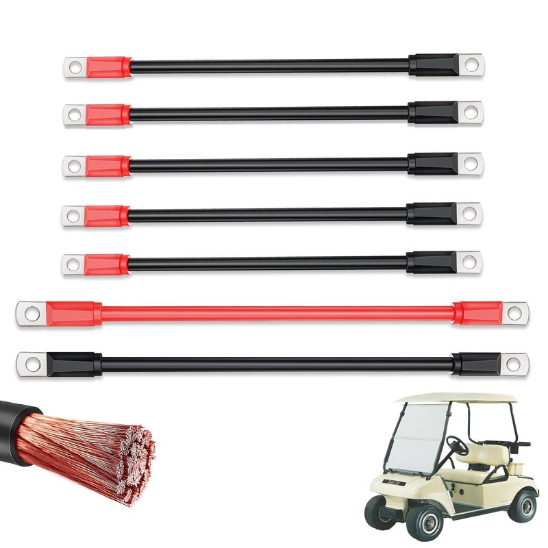 FIXHAWK Club Car Battery Cables Wiring Kit for Club Car DS & Precedent 1994-up 48 Volt Golf Cart, 4 Gauge Pure Copper Heavy Duty Golf Cart Battery Cables (7 PCS)