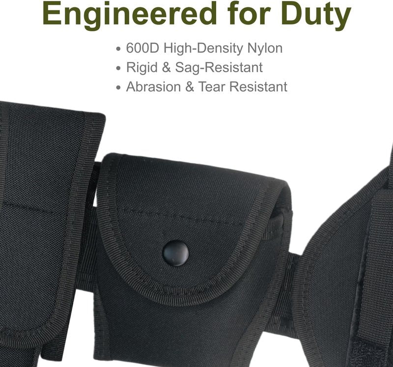 Tactical Utility Belt - 10-in-1 Duty Belt with 9 Modular Pockets | Heavy-Duty 600D Nylon, Adjustable 29.5-47.2 Inches for Security & Outdoor Use
