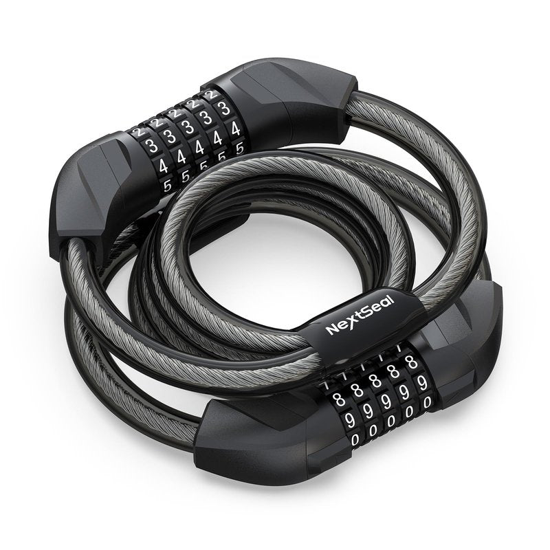 NextSeal Electric Scooter Lock, Bike Lock with 5-Digit Combination, 12MM Dual Cable Locks, Security 41.3 inch Feet Bicycle Lock Anti Theft for Scooter, Bicycle, E-Bike, Electric Scooter Accessories