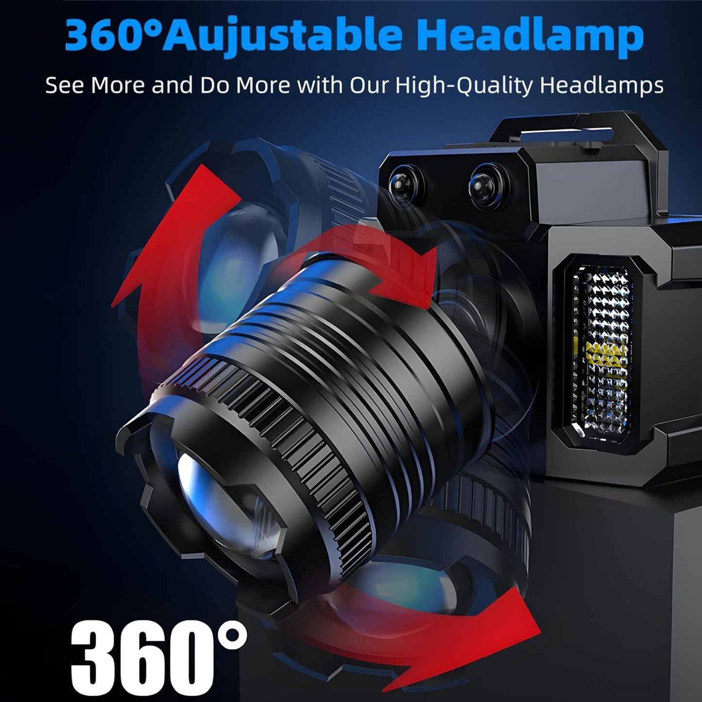 Wrrozz Headlamp Rechargeable Head Lamp LED, Super Bright Motion Sensor Head Light with Red/White/Blue Light, Waterproof Adults Forehead Flashlight Headlight for Camping, Running, Hiking, Fishing